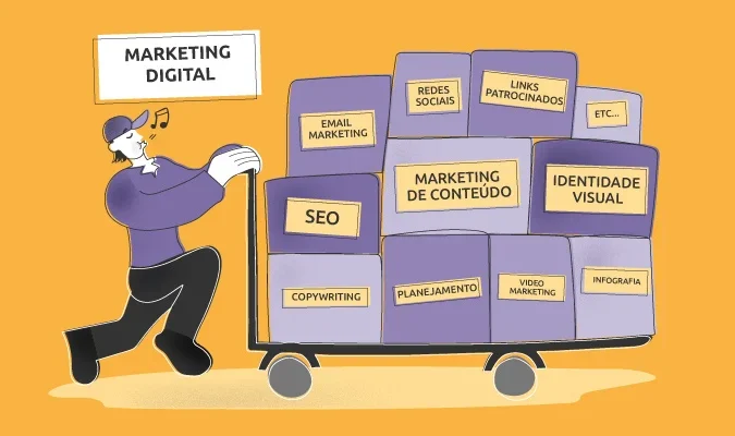 Ilustração sobre serviços de marketing digital