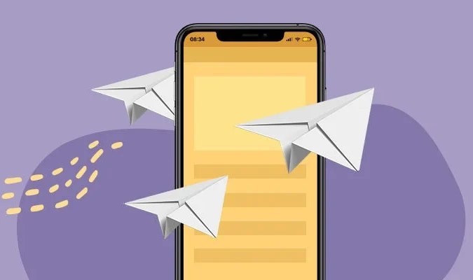Ilustração de celular com aviões de papel sobrevoando ao seu redor, para o texto sobre divulgação online