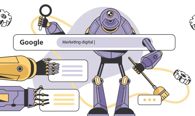 Ilustração de bots do Google