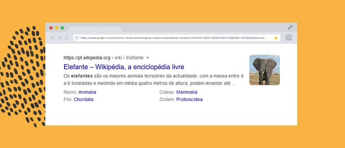 Print de tela: busca do Google para "elefante"