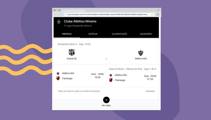 Print de tela: rich snippet do Google para "galo".