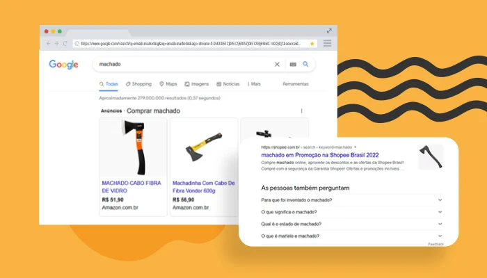 Print de tela: resultado de busca do Google para "machado".