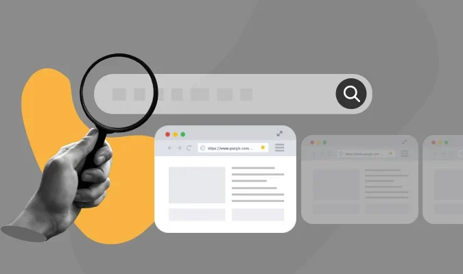 Olustração de uma barra de pesquisa do Google