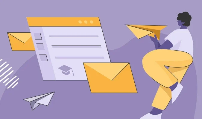 Ilustração de uma mensagem de email marketing sendo enviada