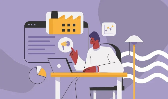 Ilustração sobre marketing industrial