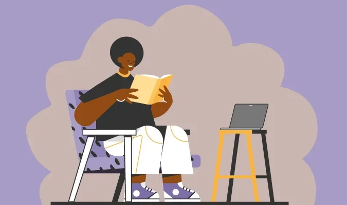 Ilustração de uma mulher lendo