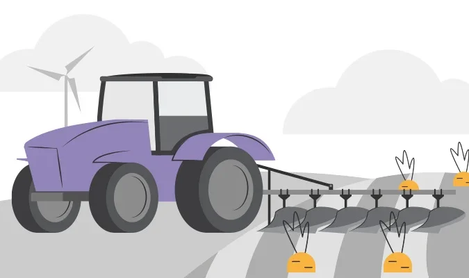Ilustração de um trator arando a terra