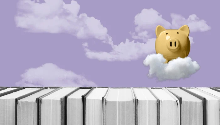 Imagem: um cofre de porquinho sobre as nuvens.