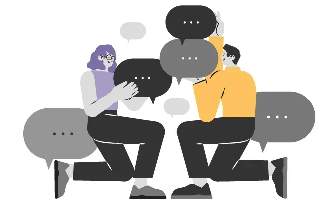 Ilustração de um workshop de comunicação