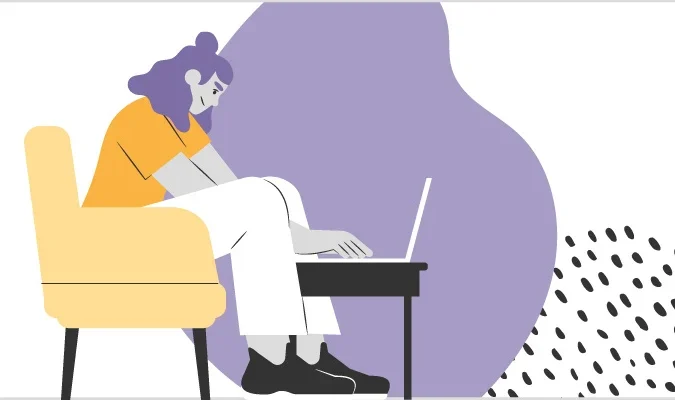 Ilustração de mulher digitando em seu laptop