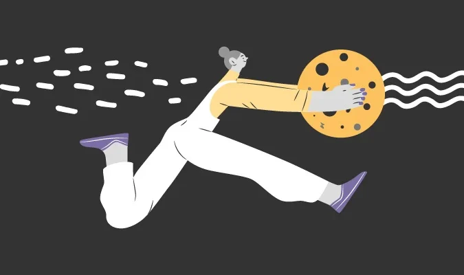 Ilustração de uma pessoa segurando um cookie