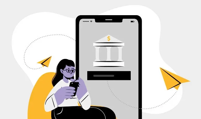 Ilustração de uma mulher mexendo num celular