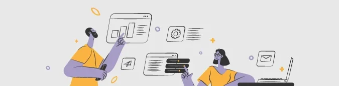 Ilustração de ícones de internet e prints de telas