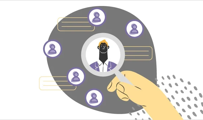 Ilustração de estudo de uma persona de marketing