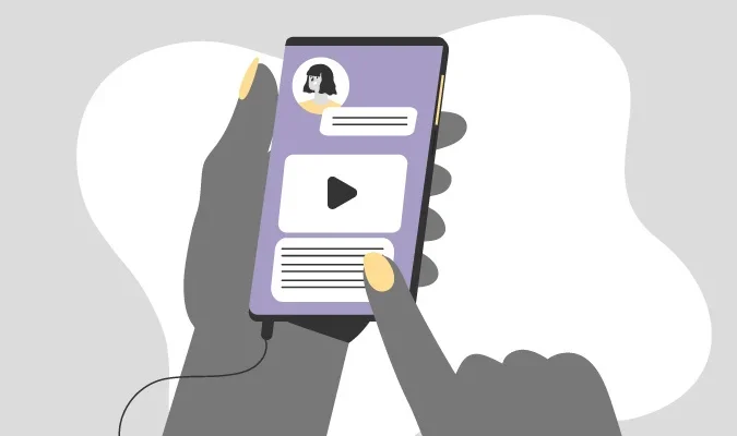 Ilustração de uma pessoa acessando um conteúdo pelo celular