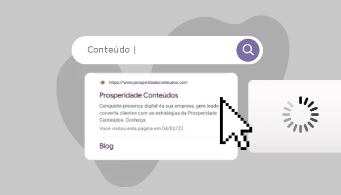 Print de tela da página inicial da Prosperidade Conteúdos no Google. Ao lado, o símbolo de carregamento de página.