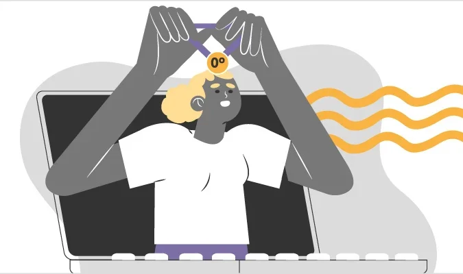 Ilustração de uma pessoa com uma medalhe pela posição zero do Google