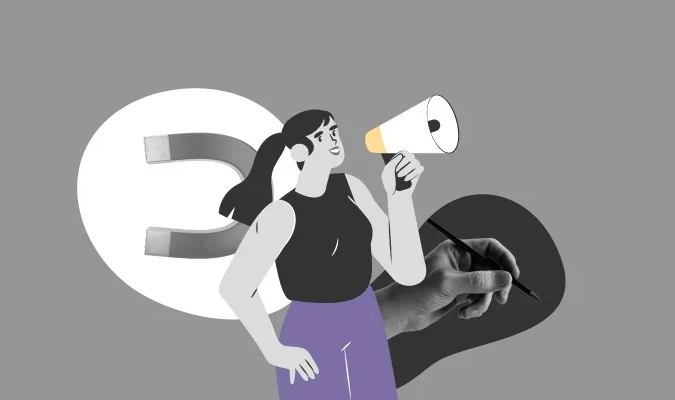 Ilustração de uma mulher ao megafone