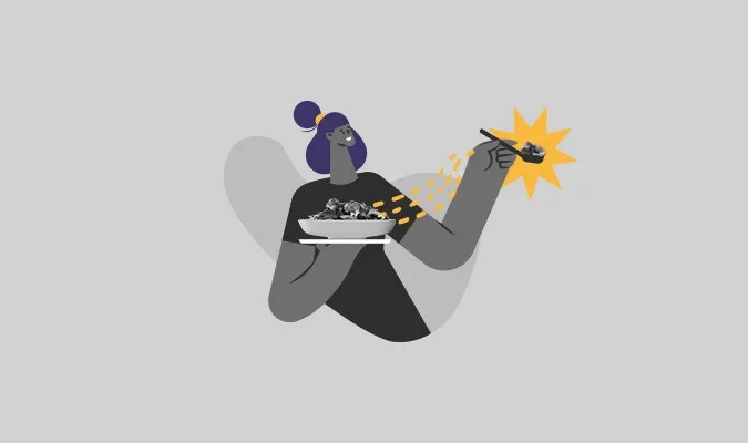 Ìlustração de uma mulher comendo