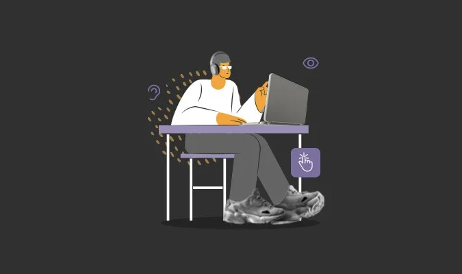 Ilustração de um homem trabalhando em seu computador