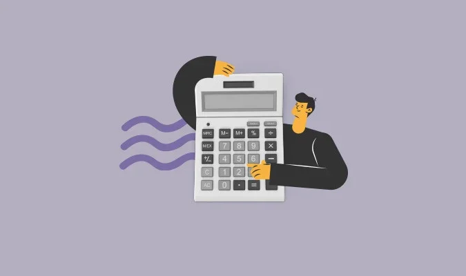 Ilustração de um homem com uma calculadora