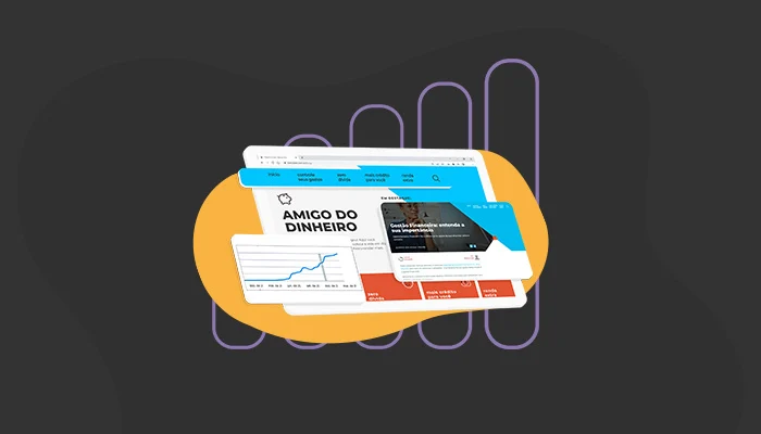 Imagem mostra página inicial do blog Amigos do Dinheiro, case de sucesso da Prosperidade Conteúdos