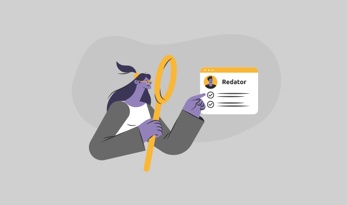 Ilustração de um gestor de marketing em busca de contratar um redator