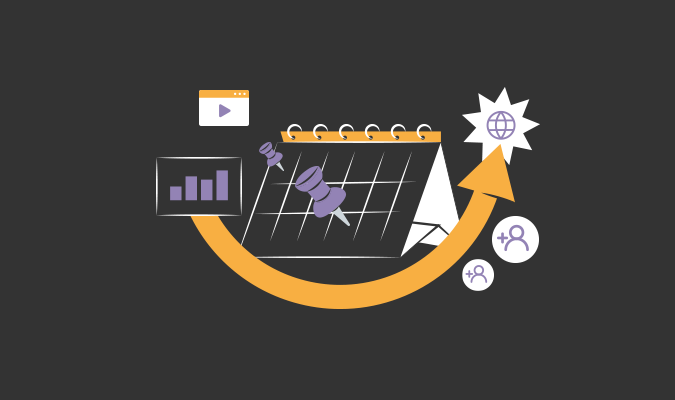 Ilustração de um calendário de eventos de marketing