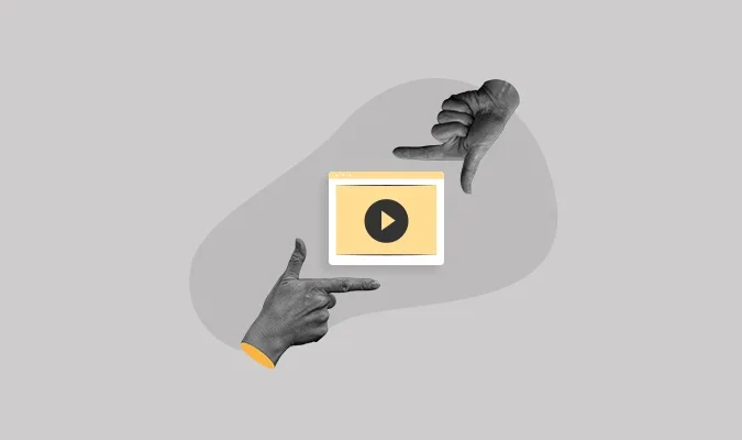 Ilustração de mãos de um diretor medindo o enquadramento de um vídeo