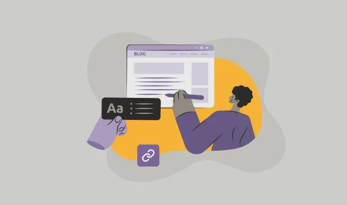Ilustração de uma pessoa produzindo um artigo de blog