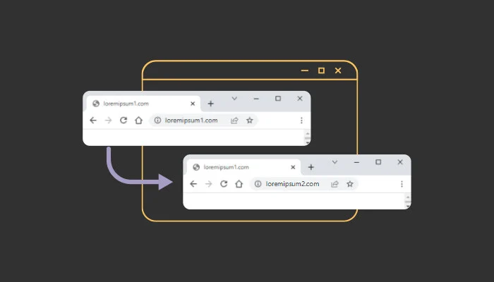 Ilustração de redirecionamento de URL em um navegador