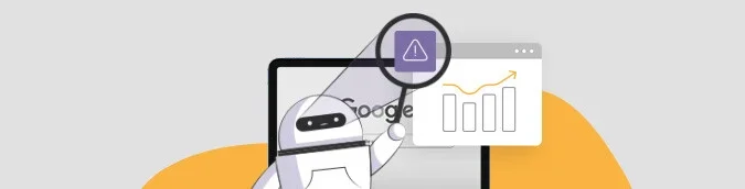 Ilustração de um bot do Google rastreando um conteúdo