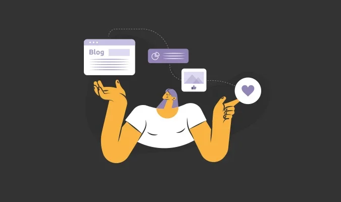 Ilustração de uma pessoa lendo um blog