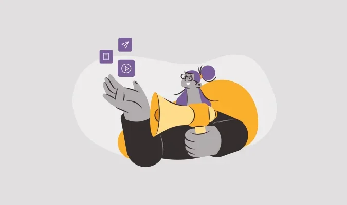Ilustração de uma mulher com um megafone