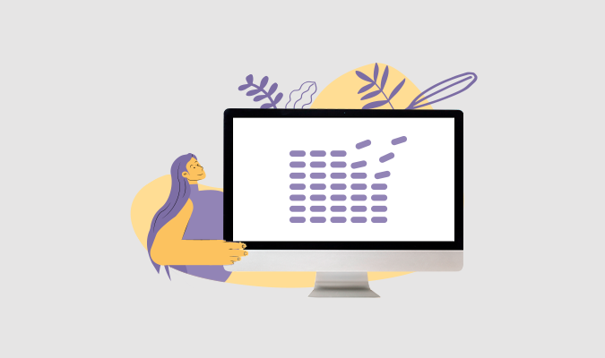 Ilustração de uma mulher estruturando dados em seu site