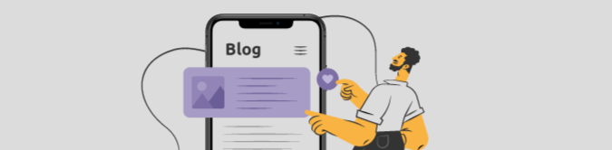 Ilustração de uma pessoa acessando um blog pelo celular