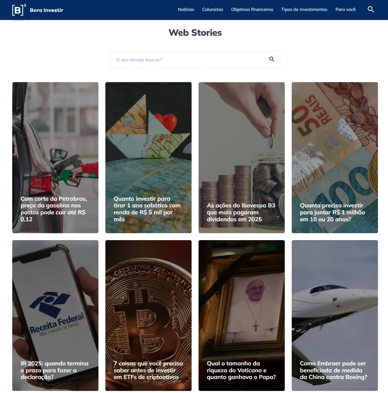 Web Stories do Bora Investir