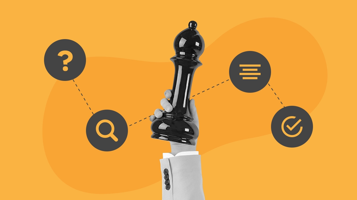 Fotomontagem de uma mão segurando uma peça de xadrez, para ilustrar este artigo sobre marketing de conteúdo e SEO na era da inteligência artificial
