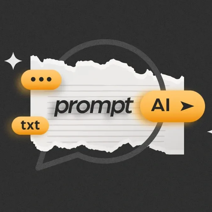Fotomontagem que ilustra um prompt de IA para criar textos